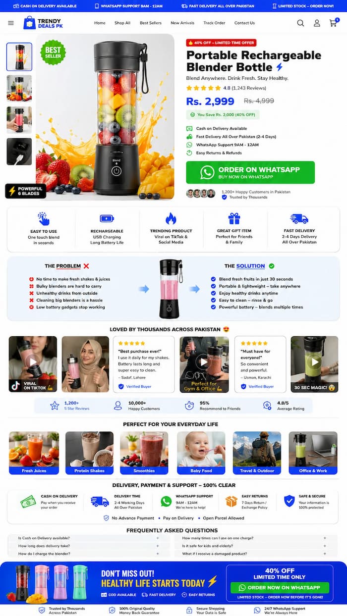 Shopify viral product landing page preview